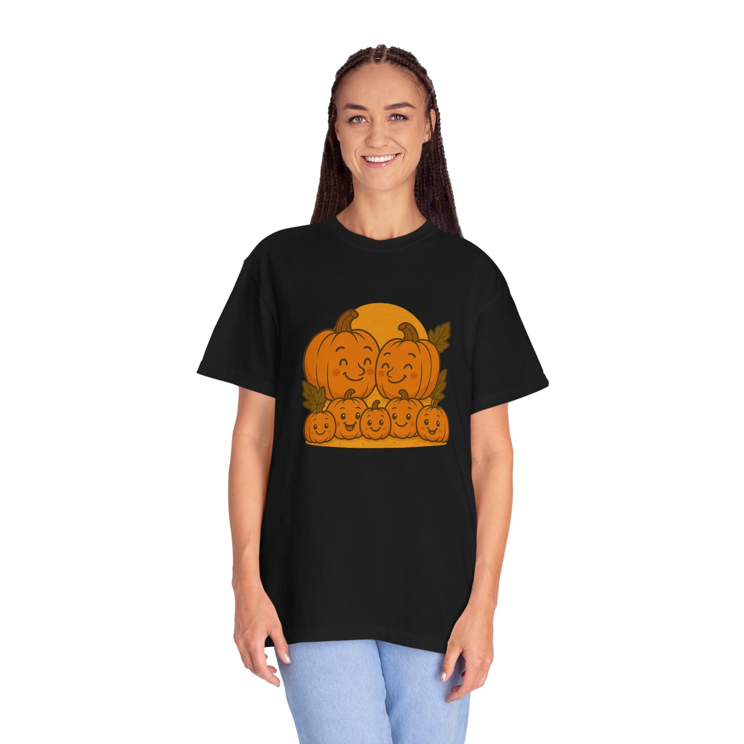 Cute Pumpkin Family T-Shirt with Five Baby Pumpkins – Fall Harvest Graphic Tee, Autumn Thanksgiving Shirt