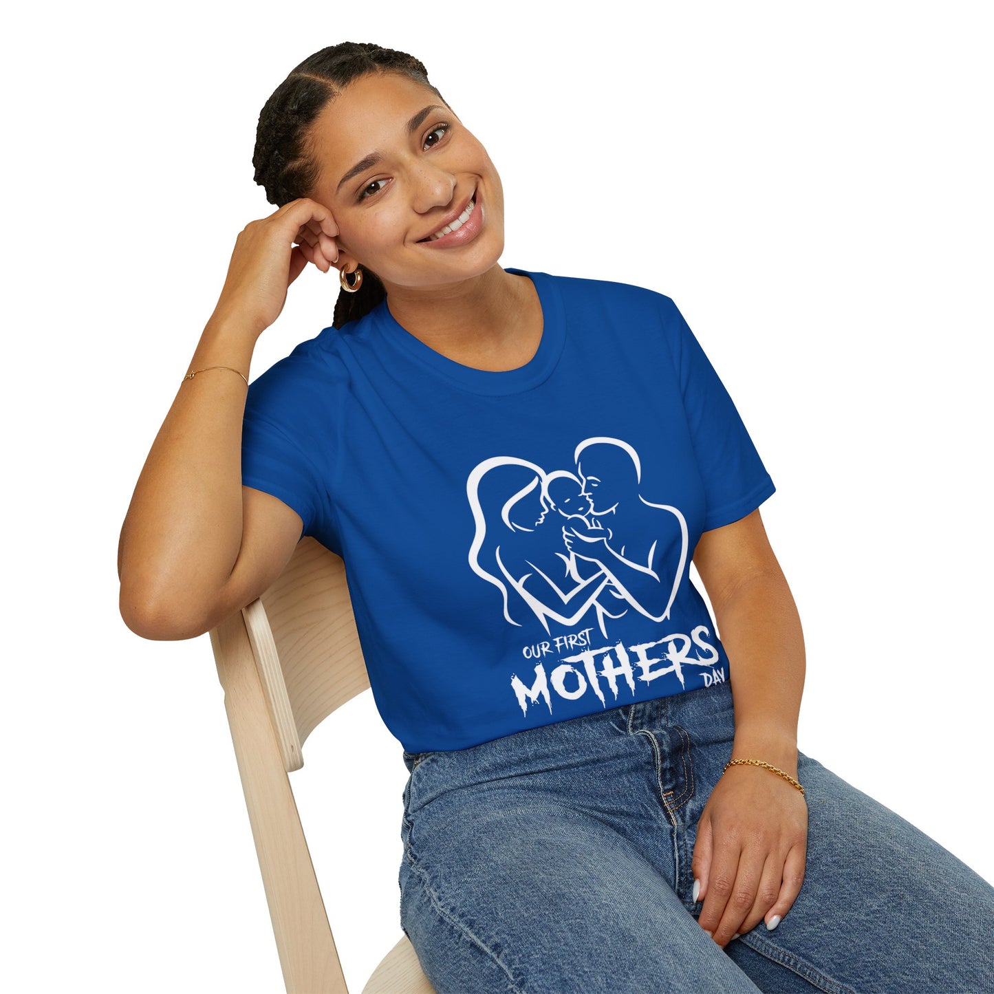 Mother’s Day First Family T-Shirt — “Our First Mothers Day” Baby Celebration Tee