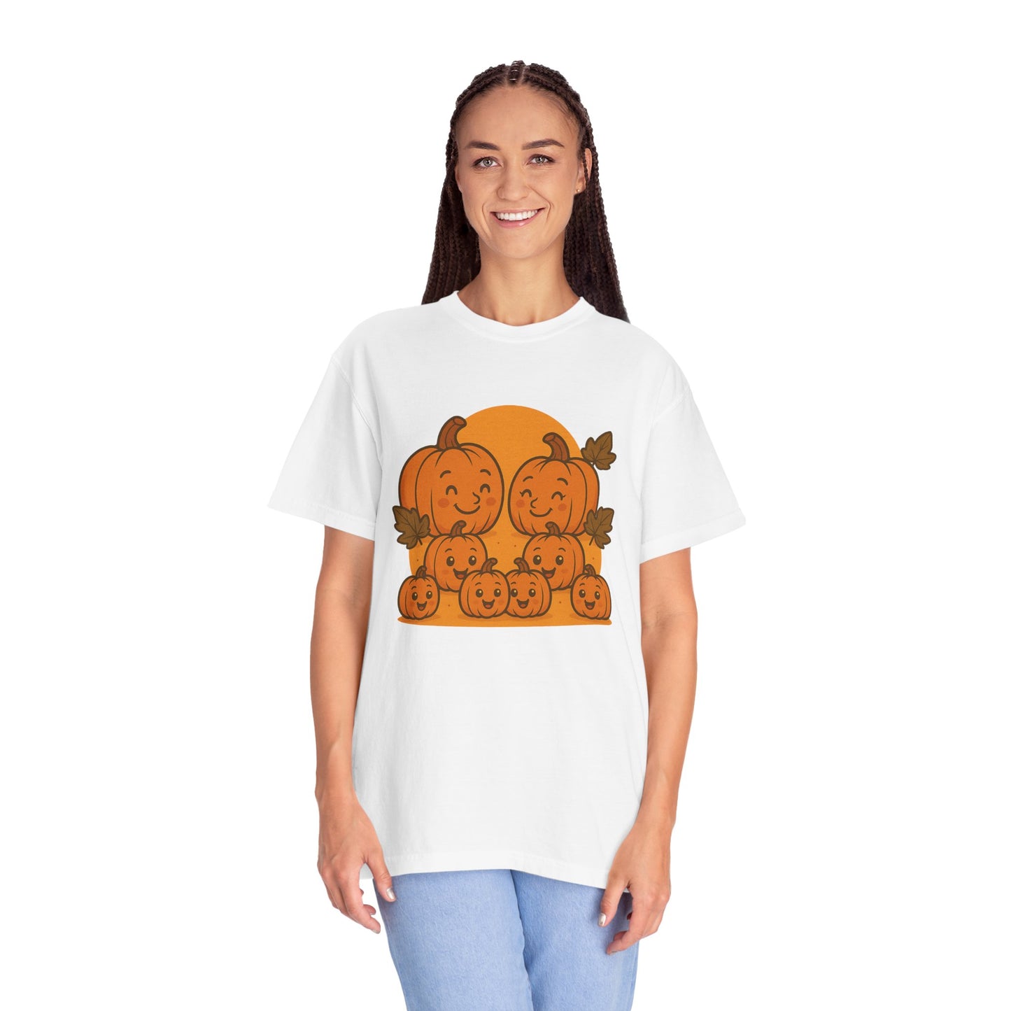 Cute Pumpkin Family T-Shirt with Six Baby Pumpkins – Fall Harvest Graphic Tee, Autumn Thanksgiving Shirt