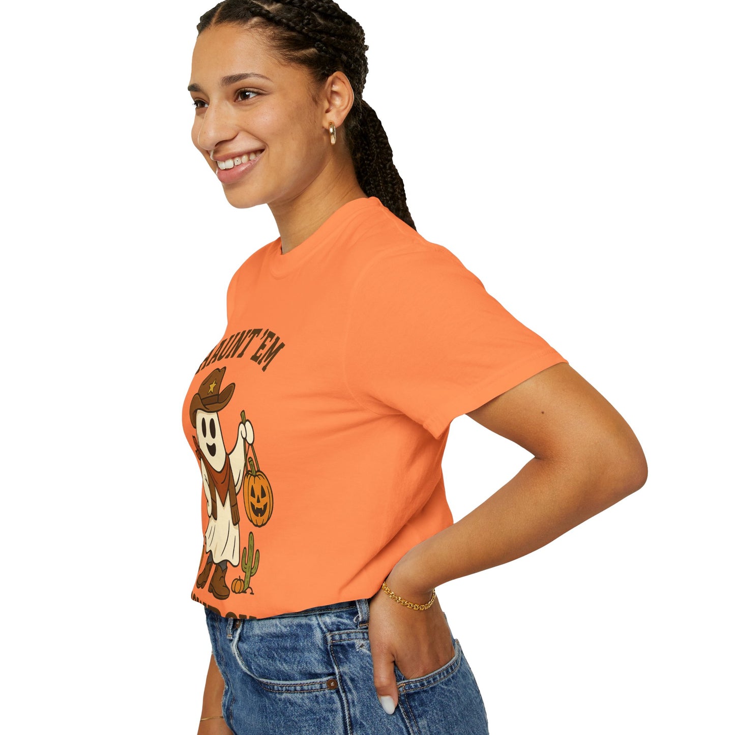 Halloween Cowboy T-Shirt, Unisex Tee, Fall Outfit, Festive Apparel, Pumpkin Costume, Haunt 'Em