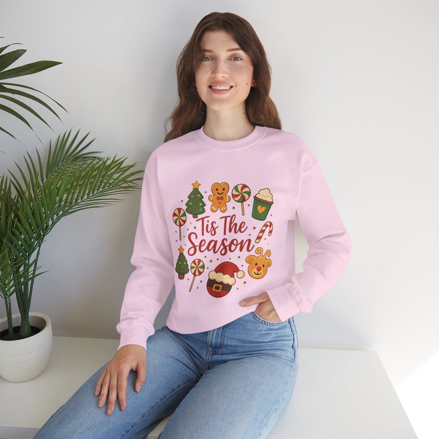 Cute Christmas Cookie & Santa Sweatshirt – ’Tis the Season Holiday Crewneck