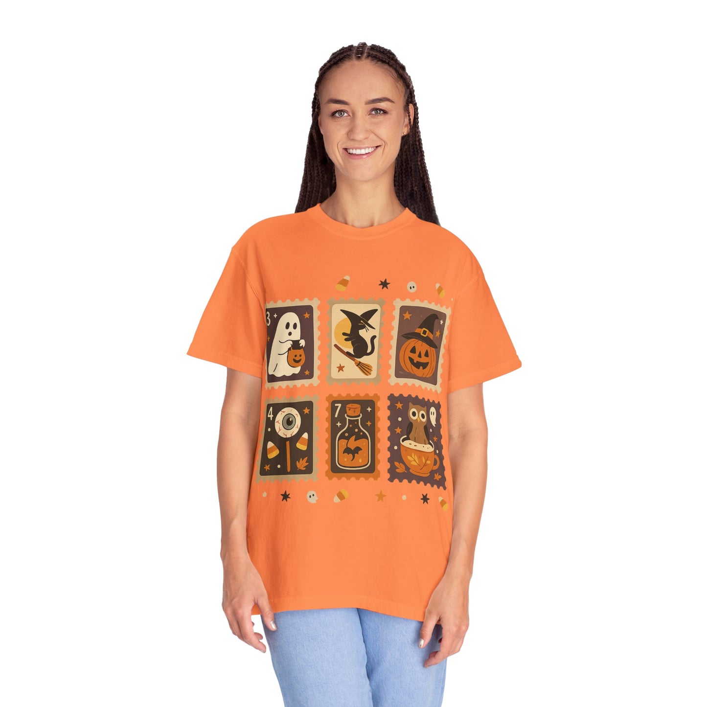 Spooky Ghost & Pumpkin Halloween T-Shirt, Comfort Colors Retro Tee, Fall Outfit Costume Gift, Women's Men's Kids, Pumpkin Season Shirt, Cute