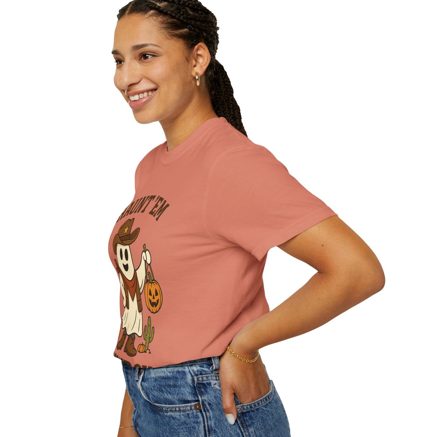 Halloween Cowboy T-Shirt, Unisex Tee, Fall Outfit, Festive Apparel, Pumpkin Costume, Haunt 'Em