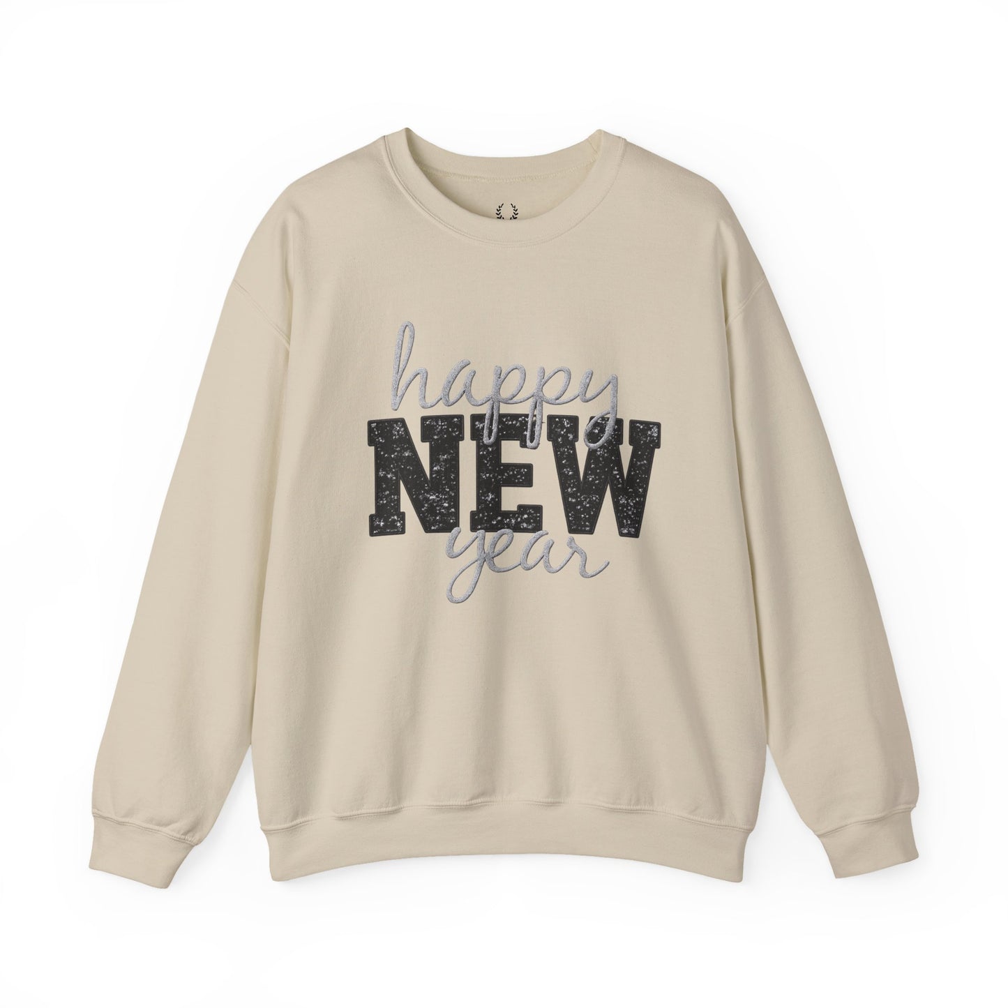 Happy New Year Crewneck Sweatshirt | Festive Glitter Graphic Pullover