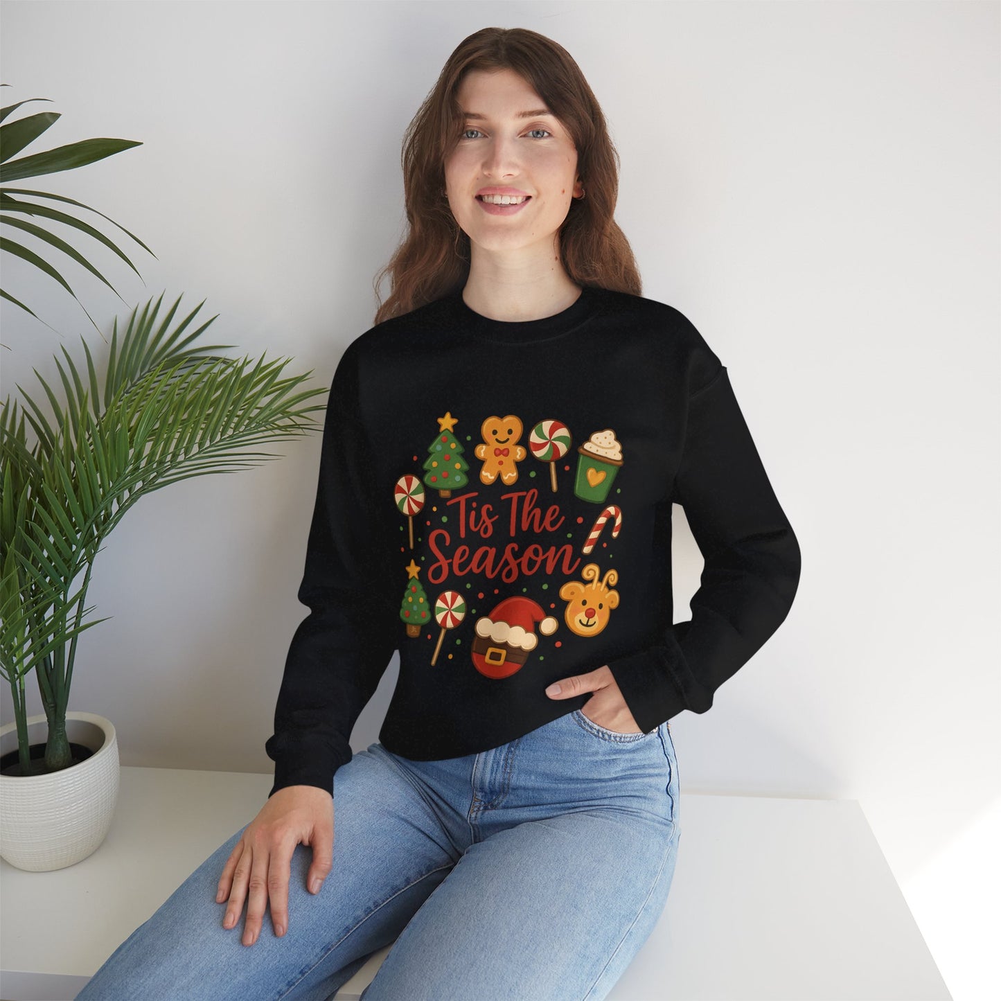 Cute Christmas Cookie & Santa Sweatshirt – ’Tis the Season Holiday Crewneck