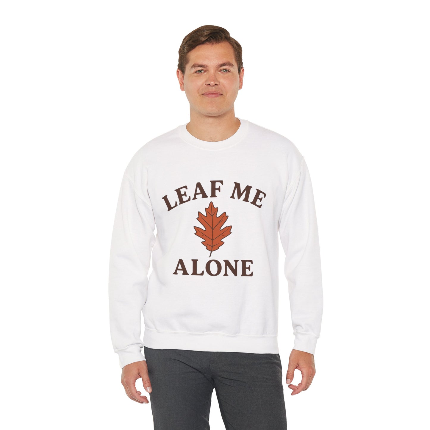 Autumn Vibes Crewneck Sweatshirt | Leaf Me Alone, Cozy Fall Fashion | Gift for Nature Lovers | Fall Puns