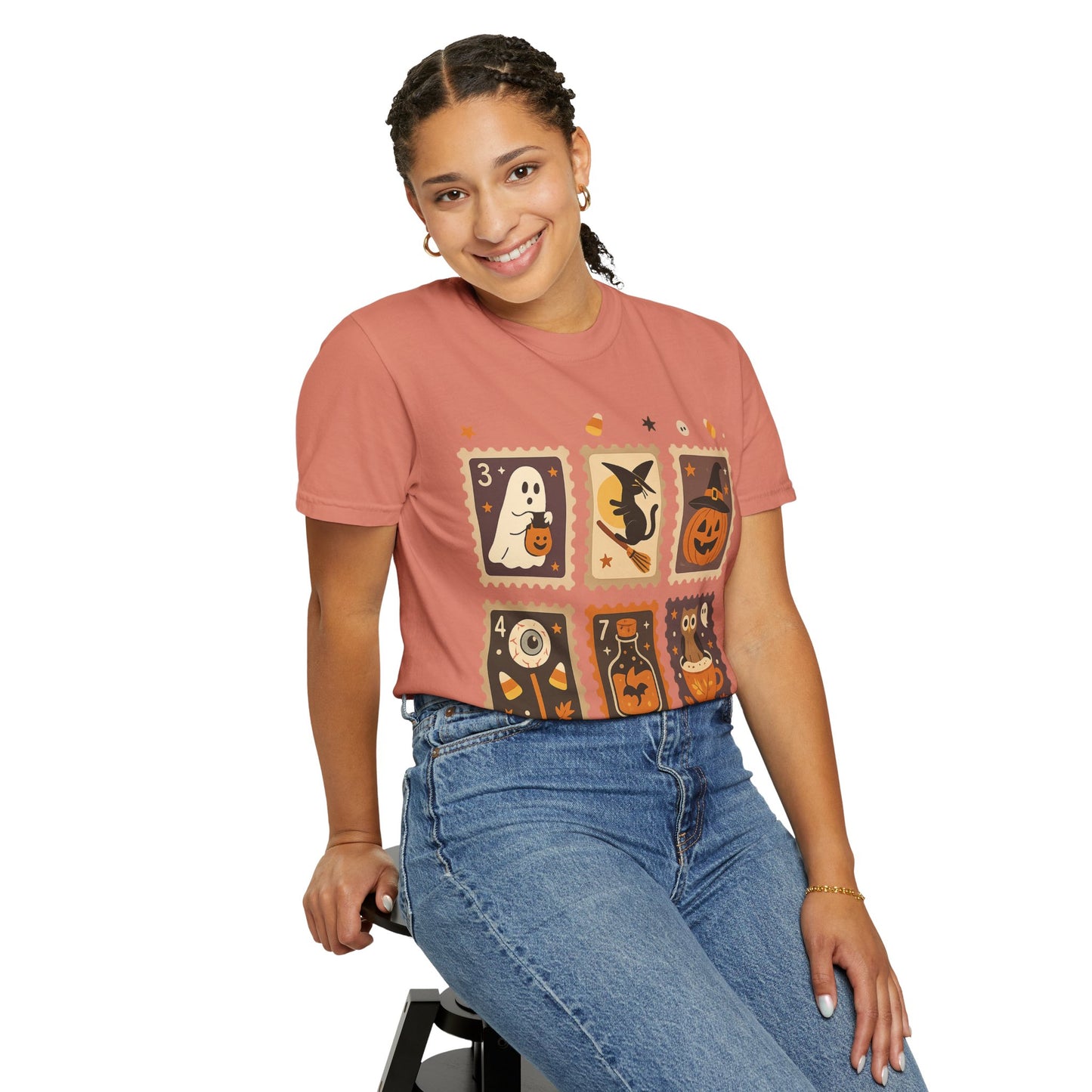 Spooky Ghost & Pumpkin Halloween T-Shirt, Comfort Colors Retro Tee, Fall Outfit Costume Gift, Women's Men's Kids, Pumpkin Season Shirt, Cute