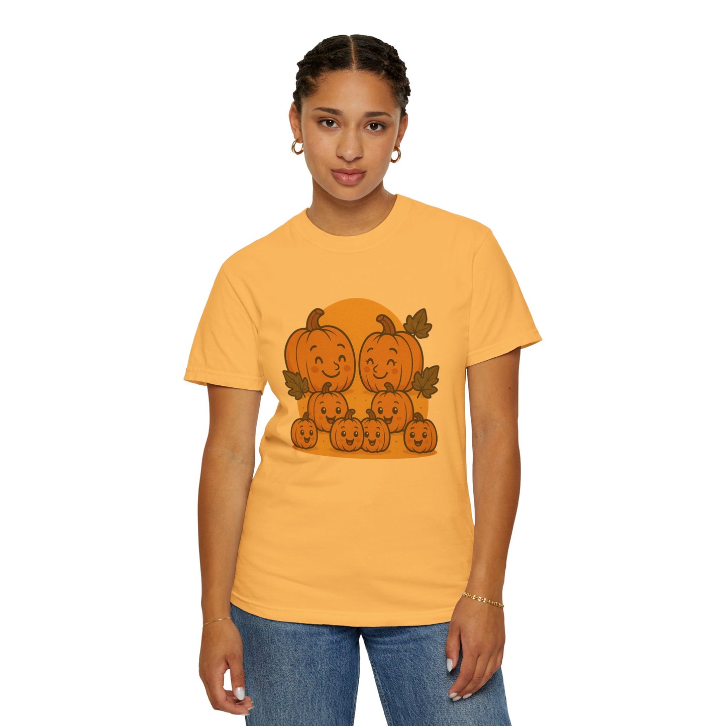 Cute Pumpkin Family T-Shirt with Six Baby Pumpkins – Fall Harvest Graphic Tee, Autumn Thanksgiving Shirt