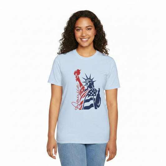 Liberty Statue Tee | Patriotic USA Flag Graphic T-Shirt