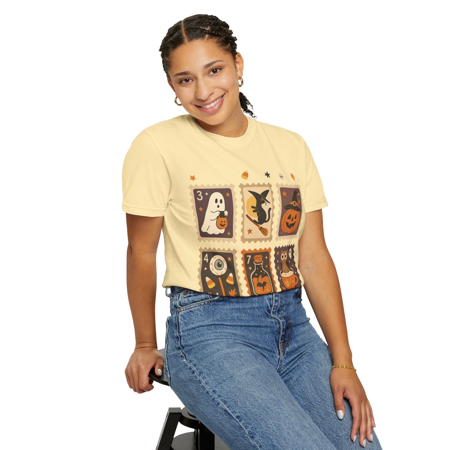 Spooky Ghost & Pumpkin Halloween T-Shirt, Comfort Colors Retro Tee, Fall Outfit Costume Gift, Women's Men's Kids, Pumpkin Season Shirt, Cute