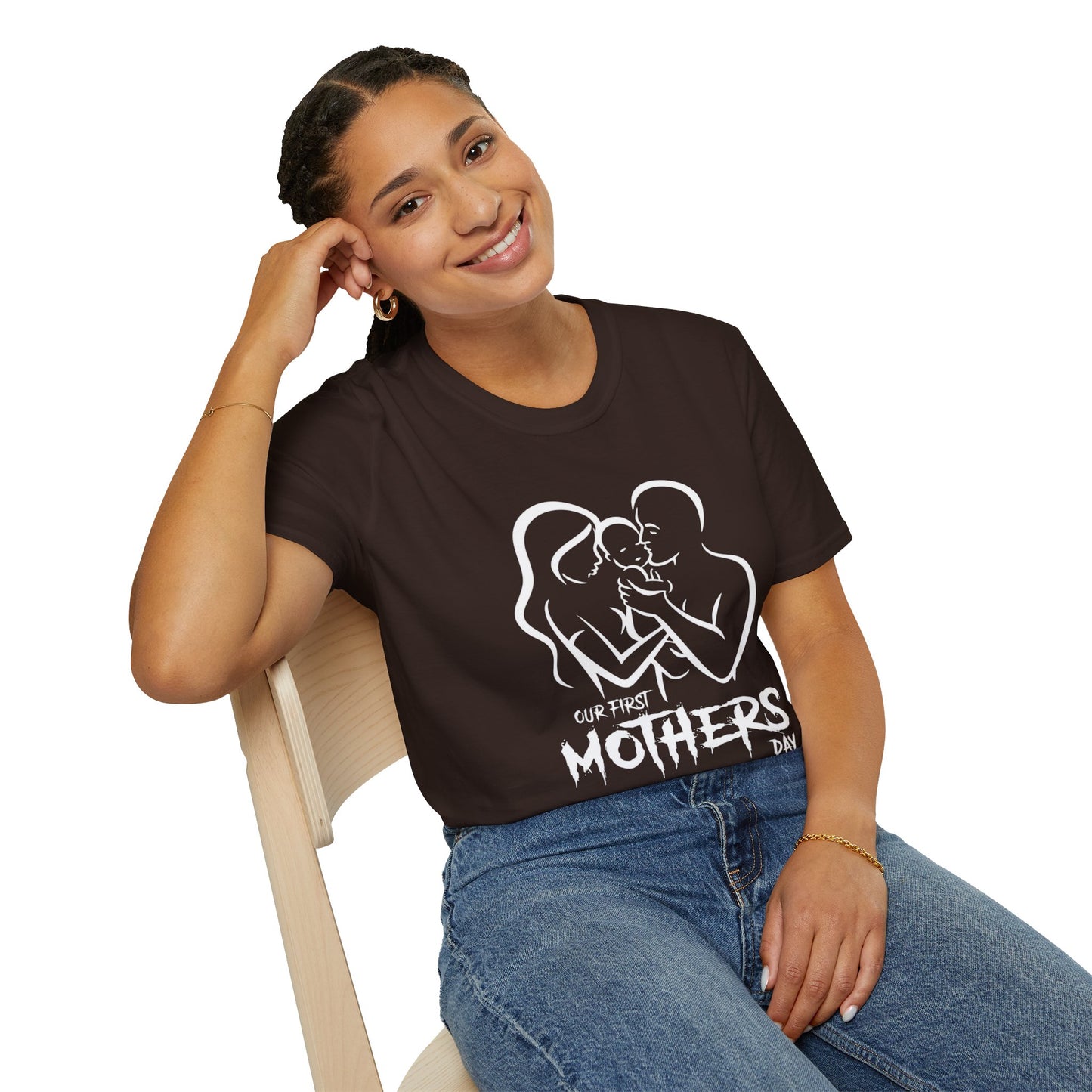 Mother’s Day First Family T-Shirt — “Our First Mothers Day” Baby Celebration Tee