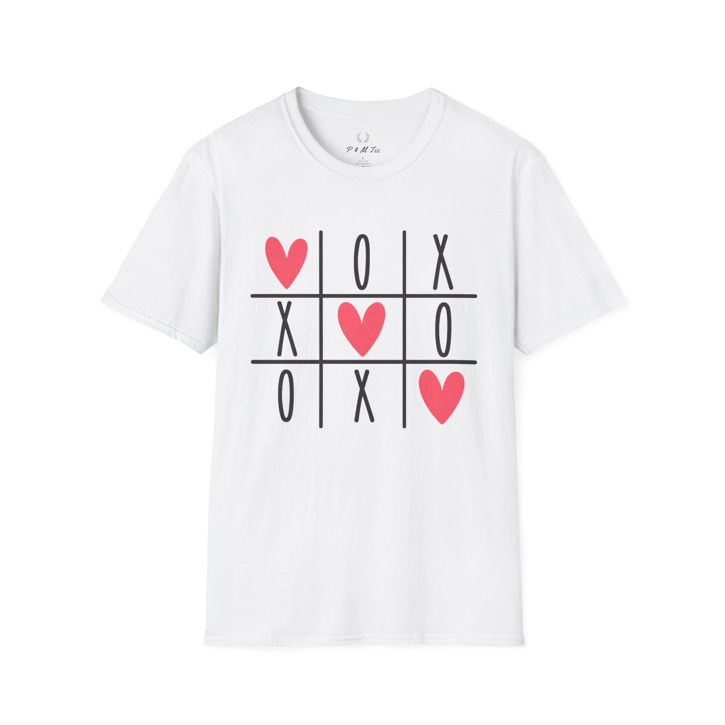 Tic Tac Toe Hearts T-Shirt — Cute Valentine XOXO Game Tee