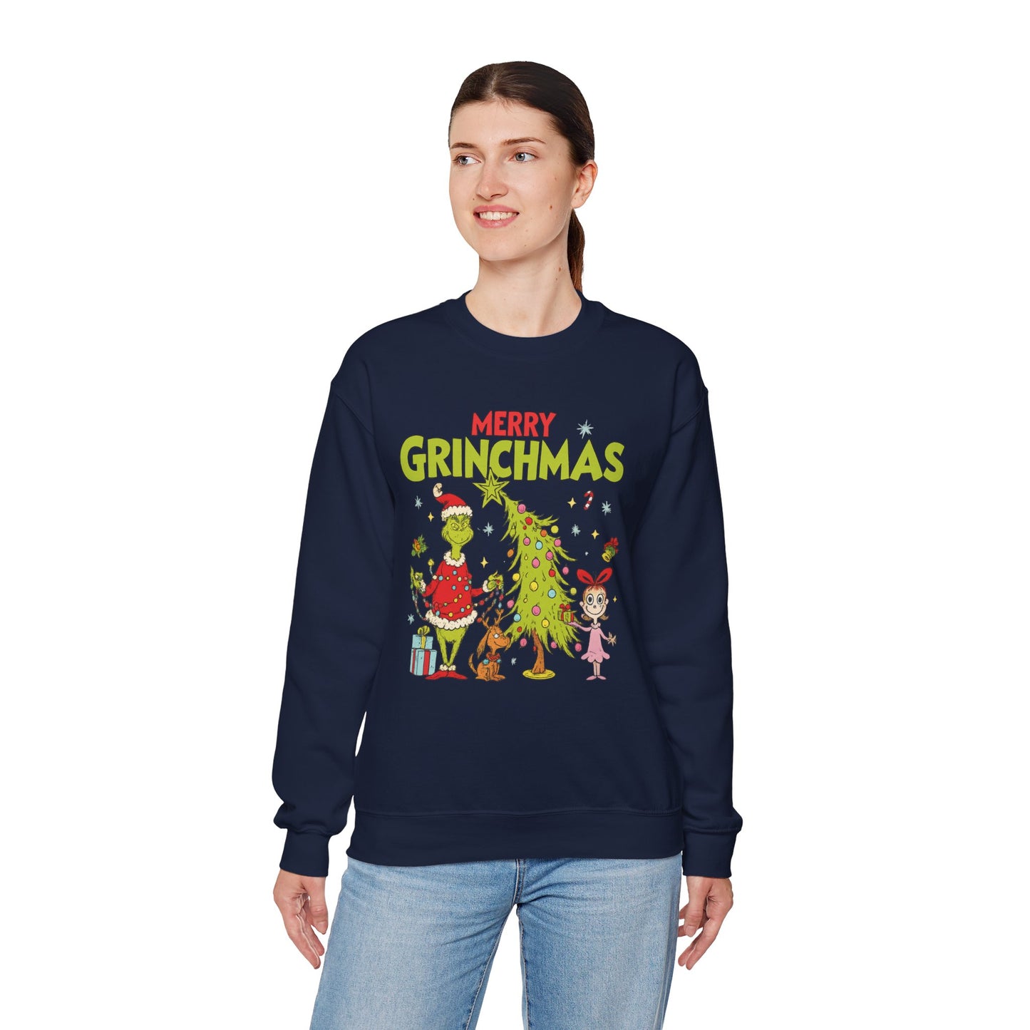 Merry Grinchmas Sweatshirt – Cute Grinch Christmas Tree Holiday Sweater