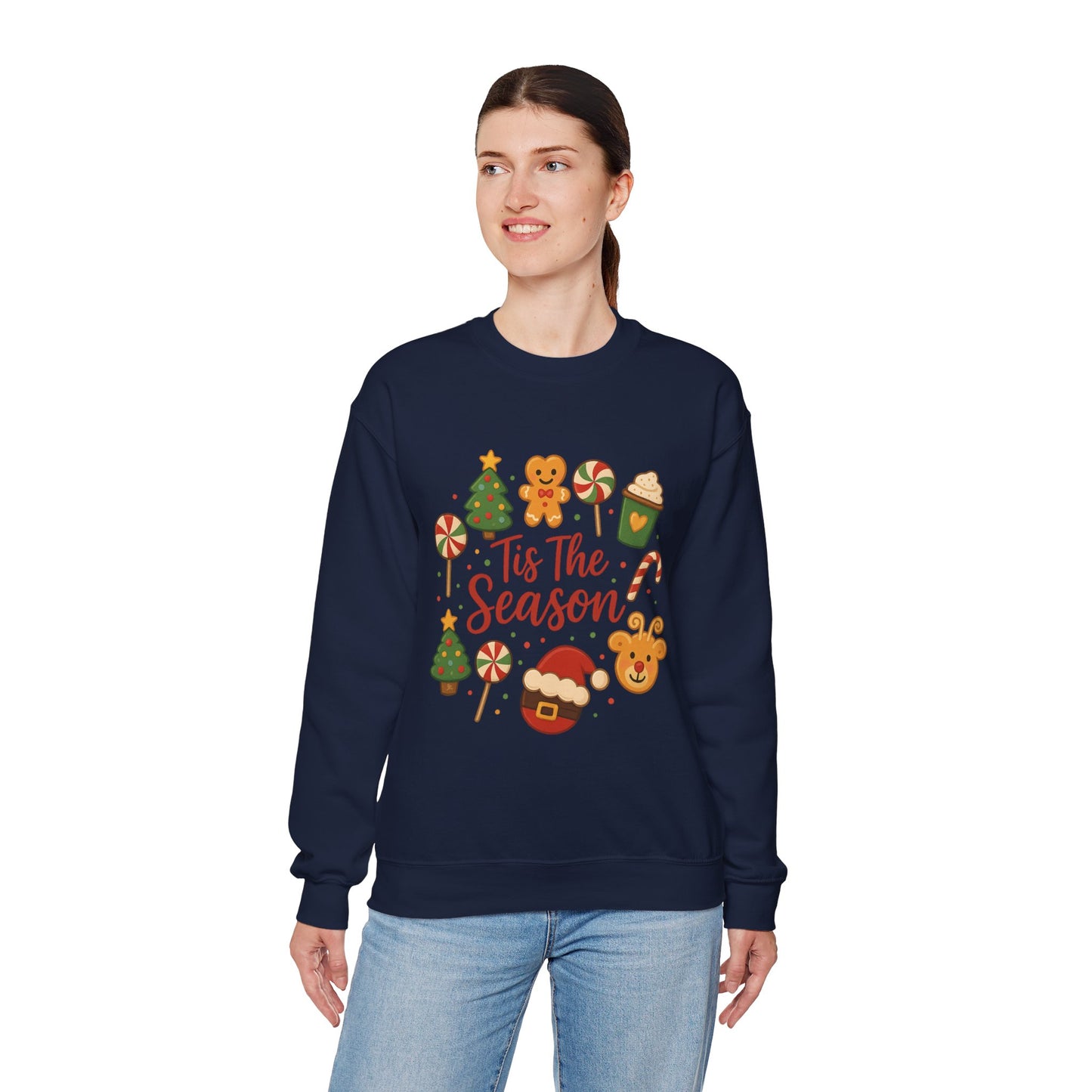 Cute Christmas Cookie & Santa Sweatshirt – ’Tis the Season Holiday Crewneck