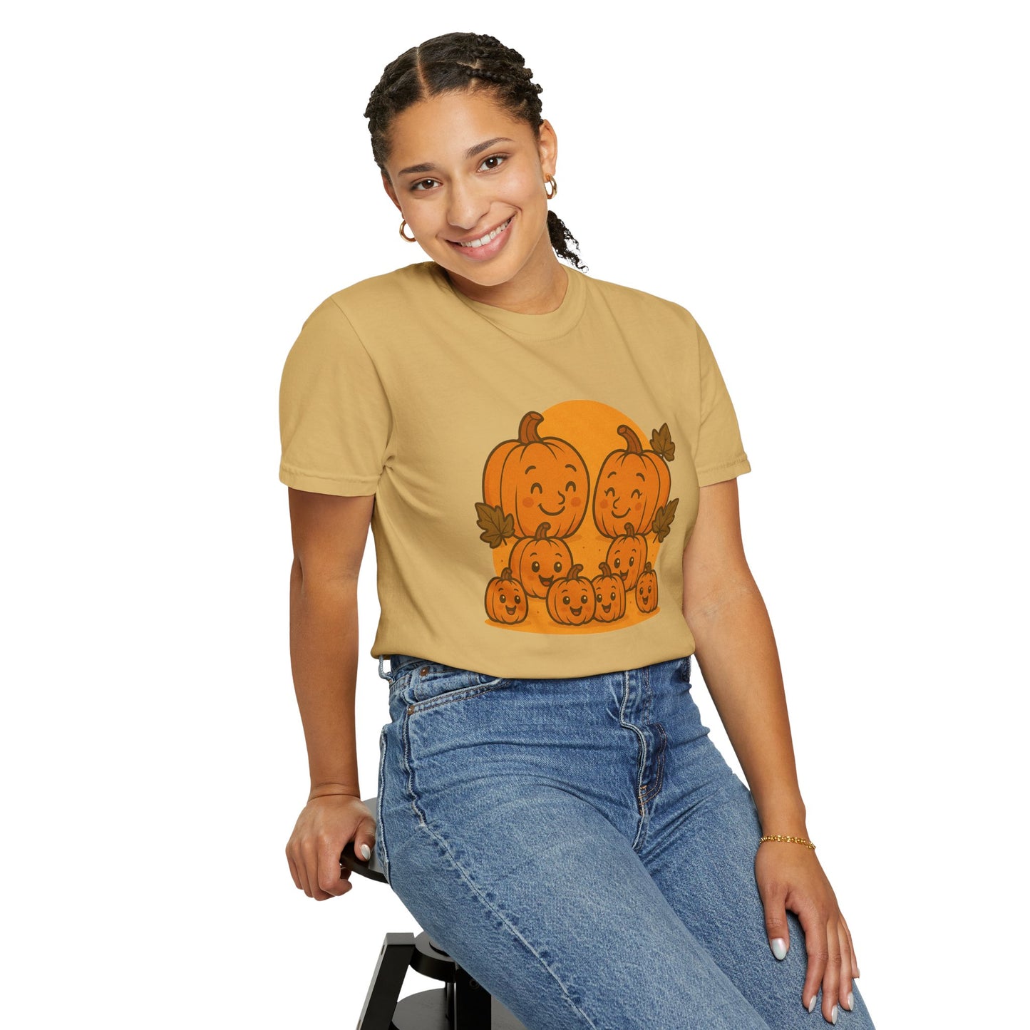 Cute Pumpkin Family T-Shirt with Six Baby Pumpkins – Fall Harvest Graphic Tee, Autumn Thanksgiving Shirt