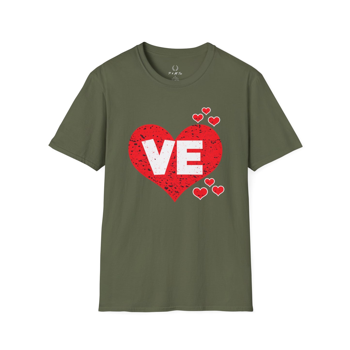 Love Heart T-Shirt — "VE" Red Heart Valentine Tee