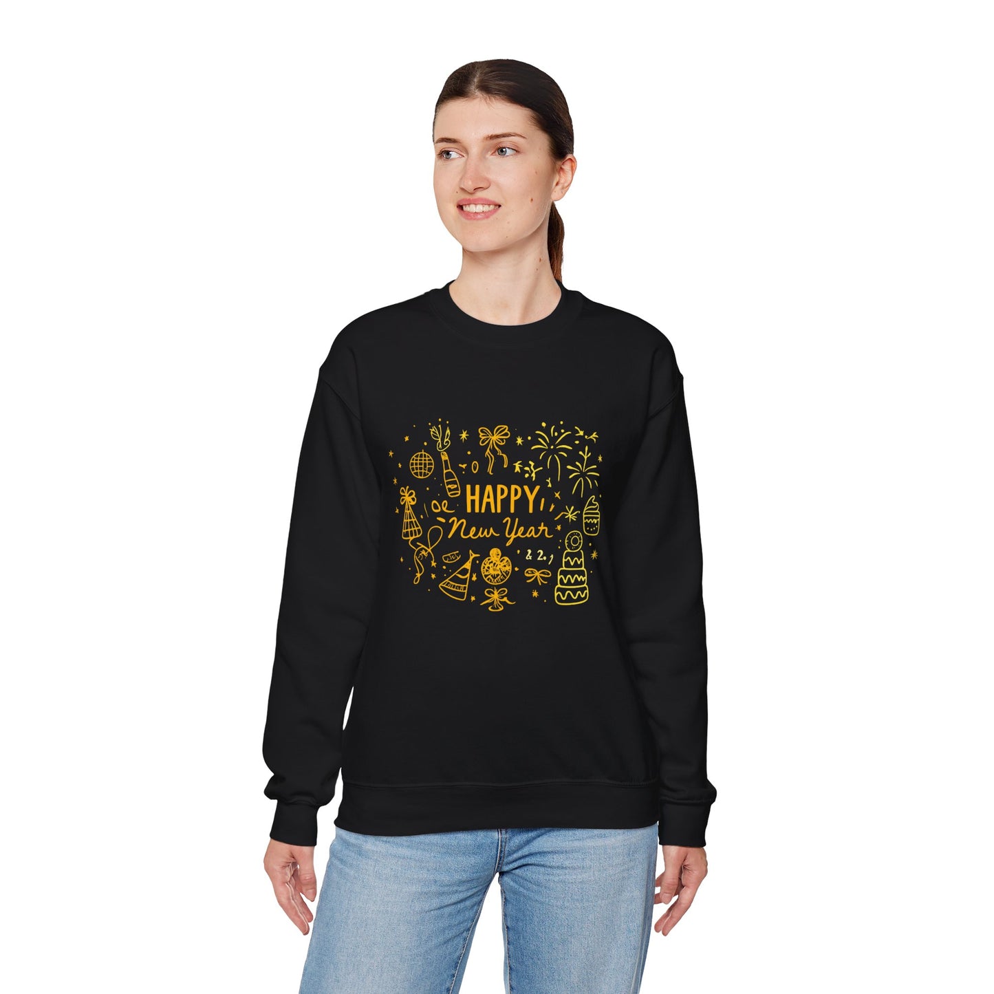 Happy New Year Sweatshirt | Minimal Doodle Celebration Design
