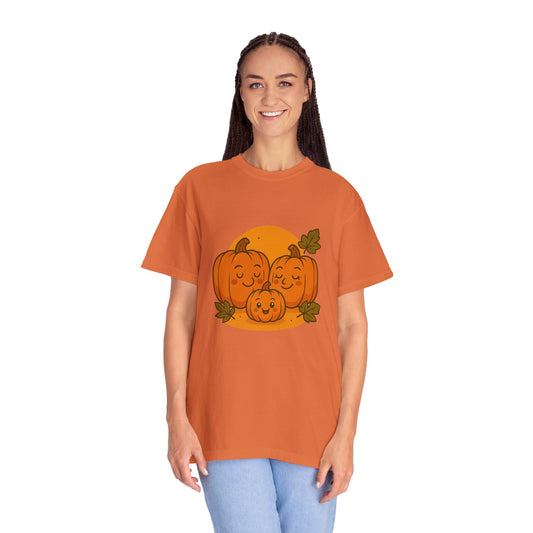 Cute Pumpkin Family T-Shirt with One Baby Pumpkin – Fall Harvest Graphic Tee, Autumn Thanksgiving Shirt