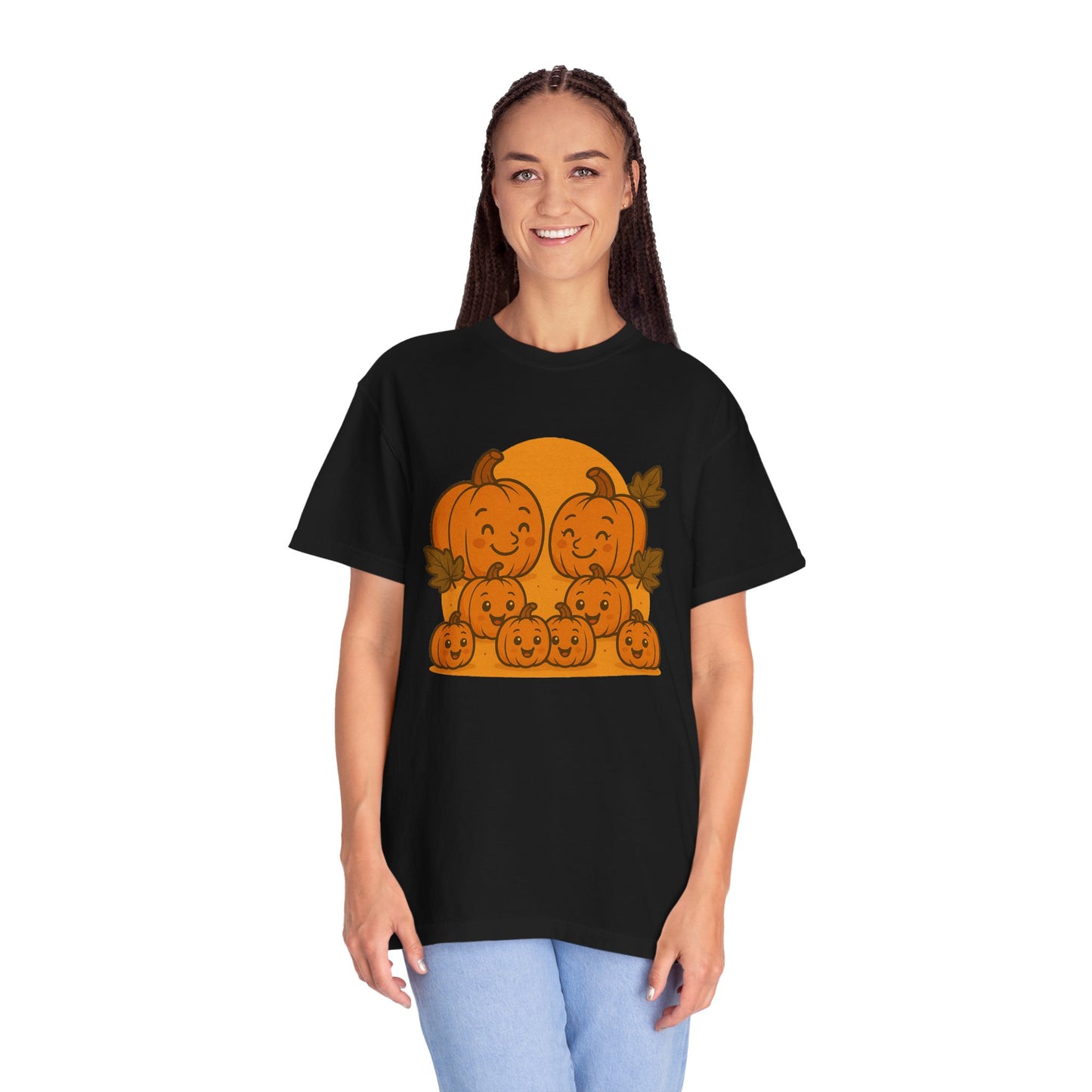 Cute Pumpkin Family T-Shirt with Six Baby Pumpkins – Fall Harvest Graphic Tee, Autumn Thanksgiving Shirt