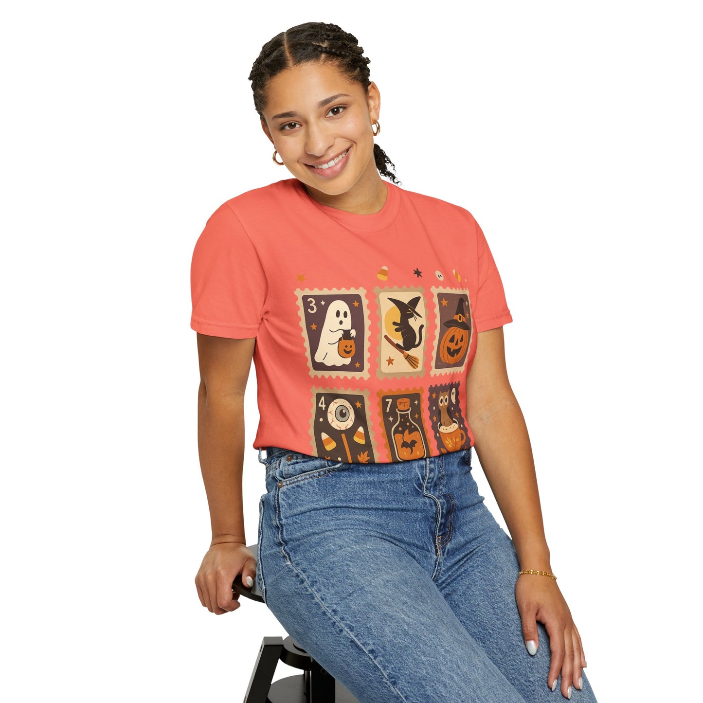 Spooky Ghost & Pumpkin Halloween T-Shirt, Comfort Colors Retro Tee, Fall Outfit Costume Gift, Women's Men's Kids, Pumpkin Season Shirt, Cute