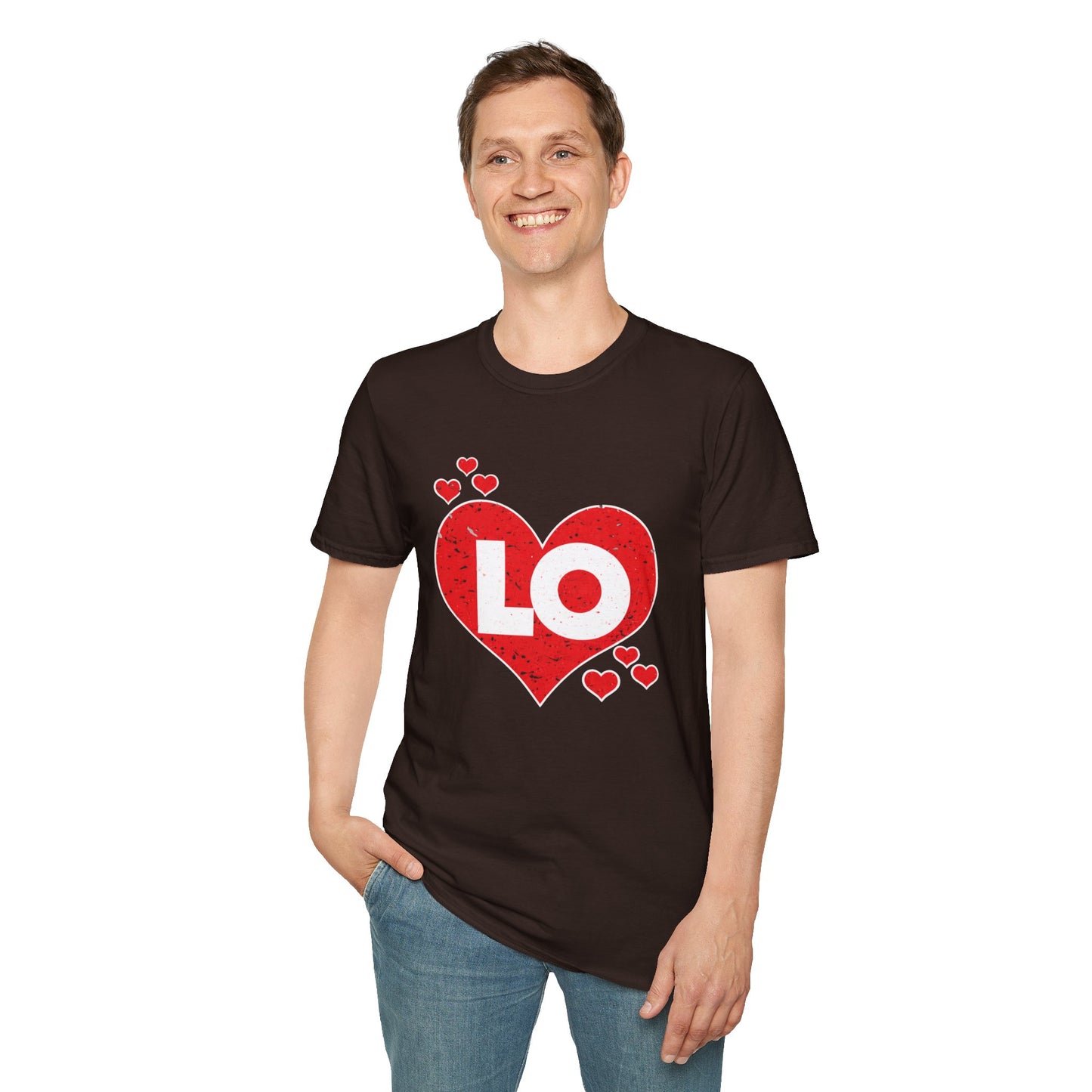 Love Heart T‑Shirt — Red Heart “LO” Graphic Tee for Valentine’s & Couples