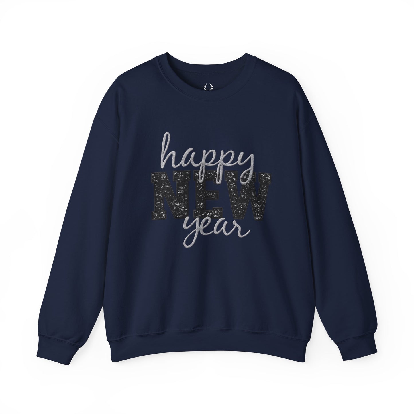 Happy New Year Crewneck Sweatshirt | Festive Glitter Graphic Pullover