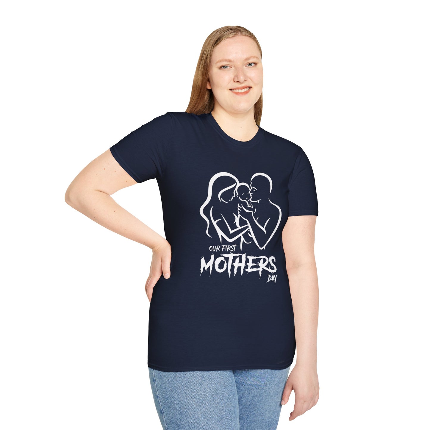 Mother’s Day First Family T-Shirt — “Our First Mothers Day” Baby Celebration Tee