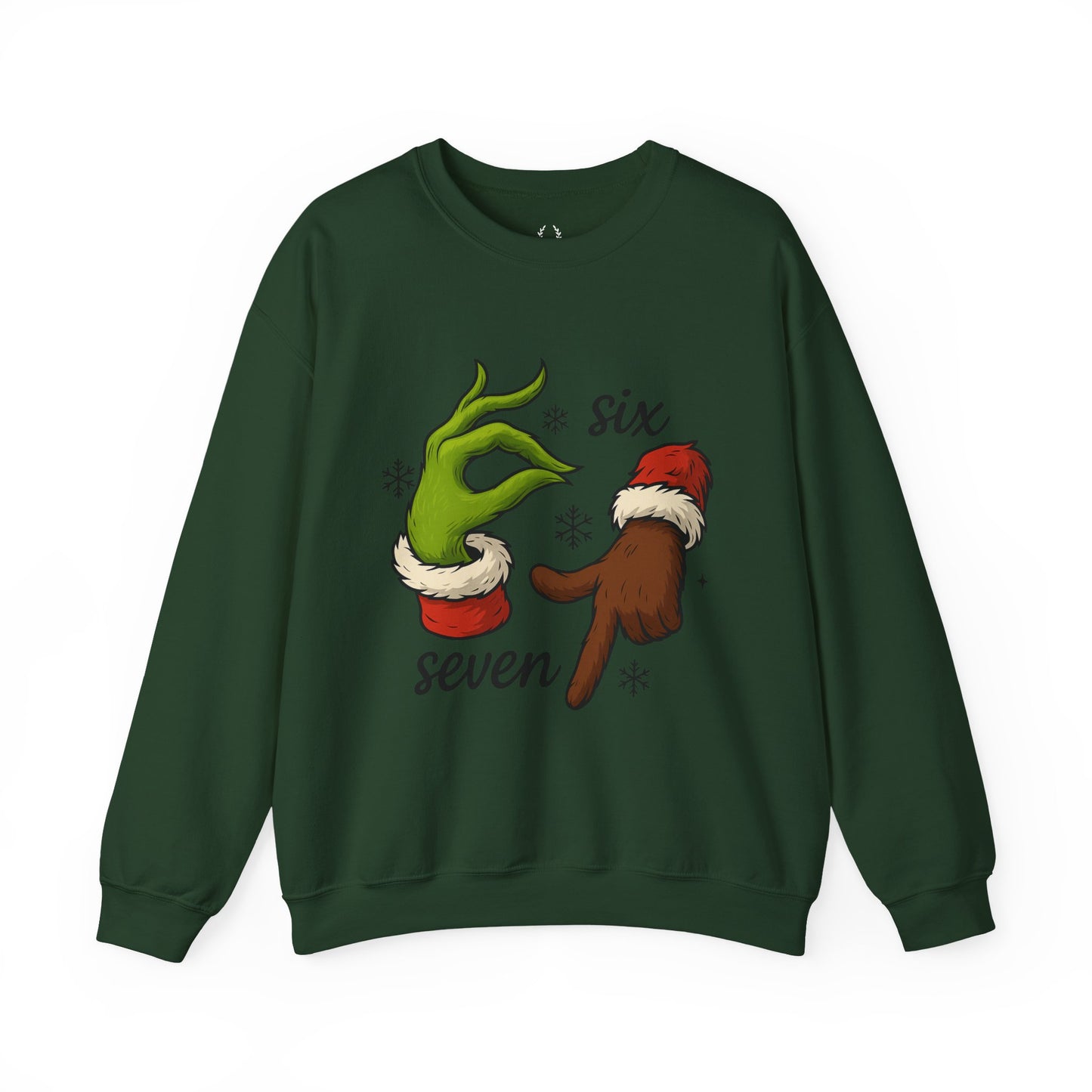 Six Seven Christmas Sweatshirt – Funny Grinch Hand Holiday Crewneck