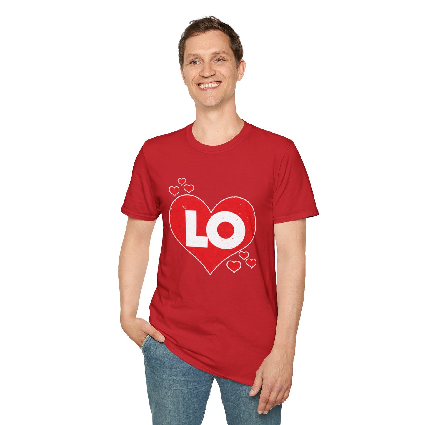 Love Heart T‑Shirt — Red Heart “LO” Graphic Tee for Valentine’s & Couples