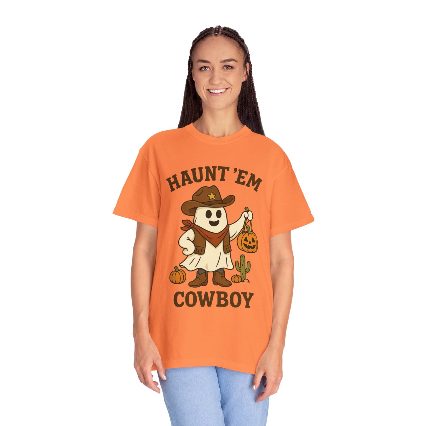 Halloween Cowboy T-Shirt, Unisex Tee, Fall Outfit, Festive Apparel, Pumpkin Costume, Haunt 'Em