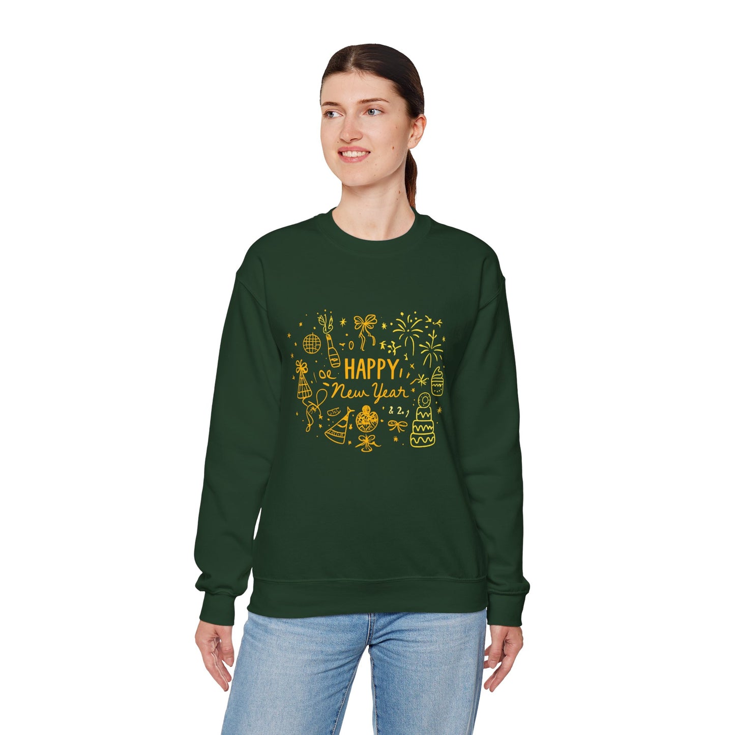 Happy New Year Sweatshirt | Minimal Doodle Celebration Design