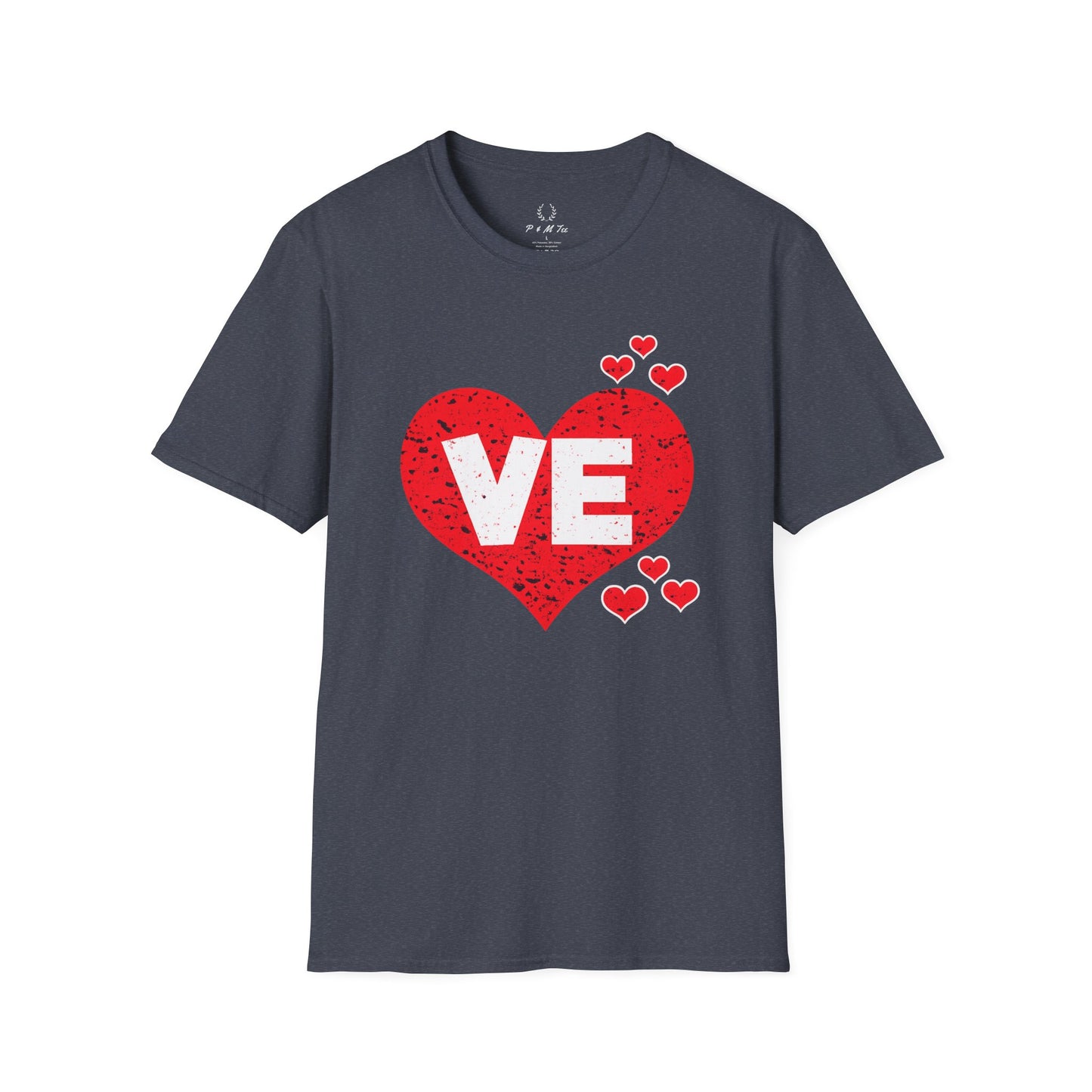 Love Heart T-Shirt — "VE" Red Heart Valentine Tee