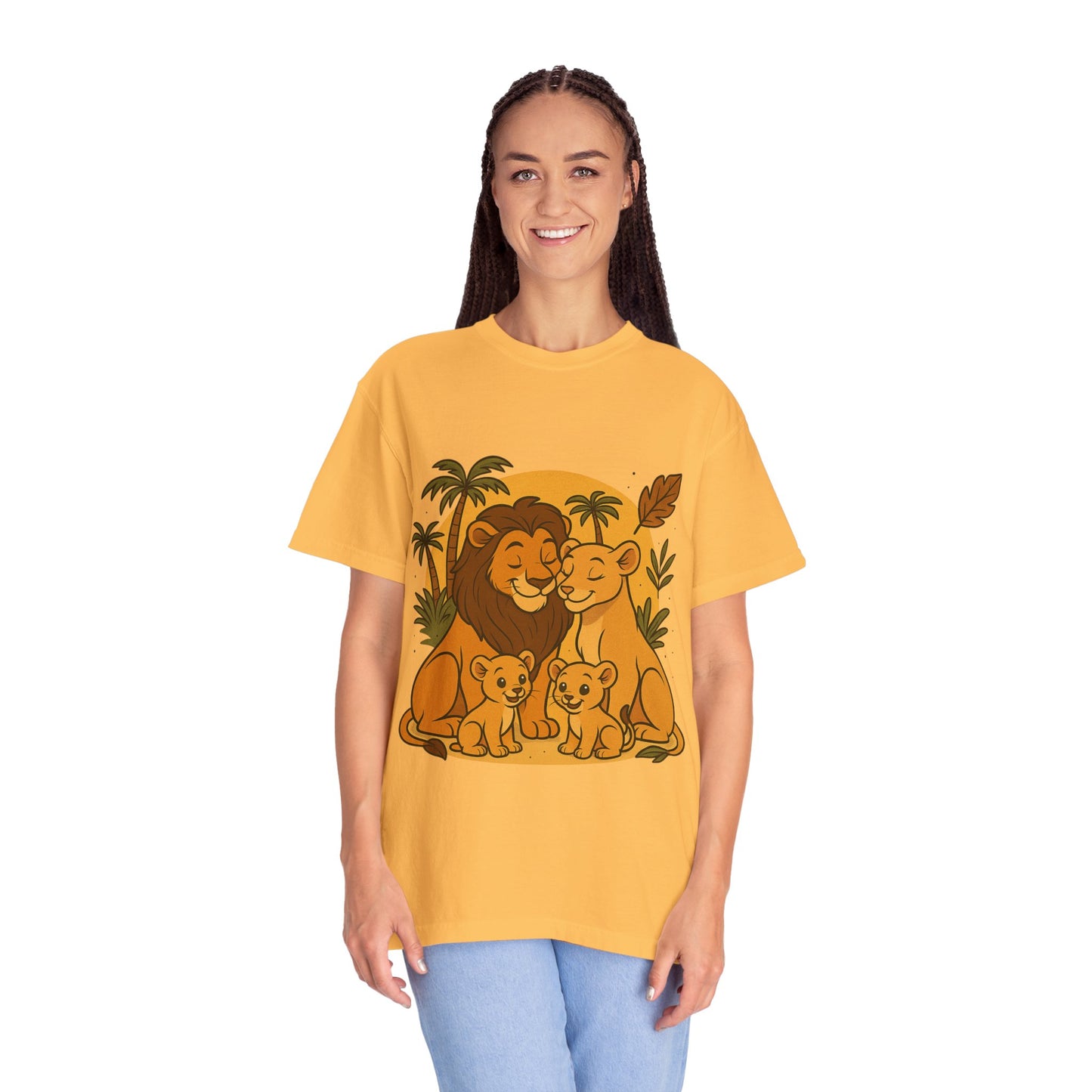 Lion Family T-Shirt – Mom, Dad & 2 Cub | Lion Pride Family Design | Mufasa| Cute Safari Jungle Tee
