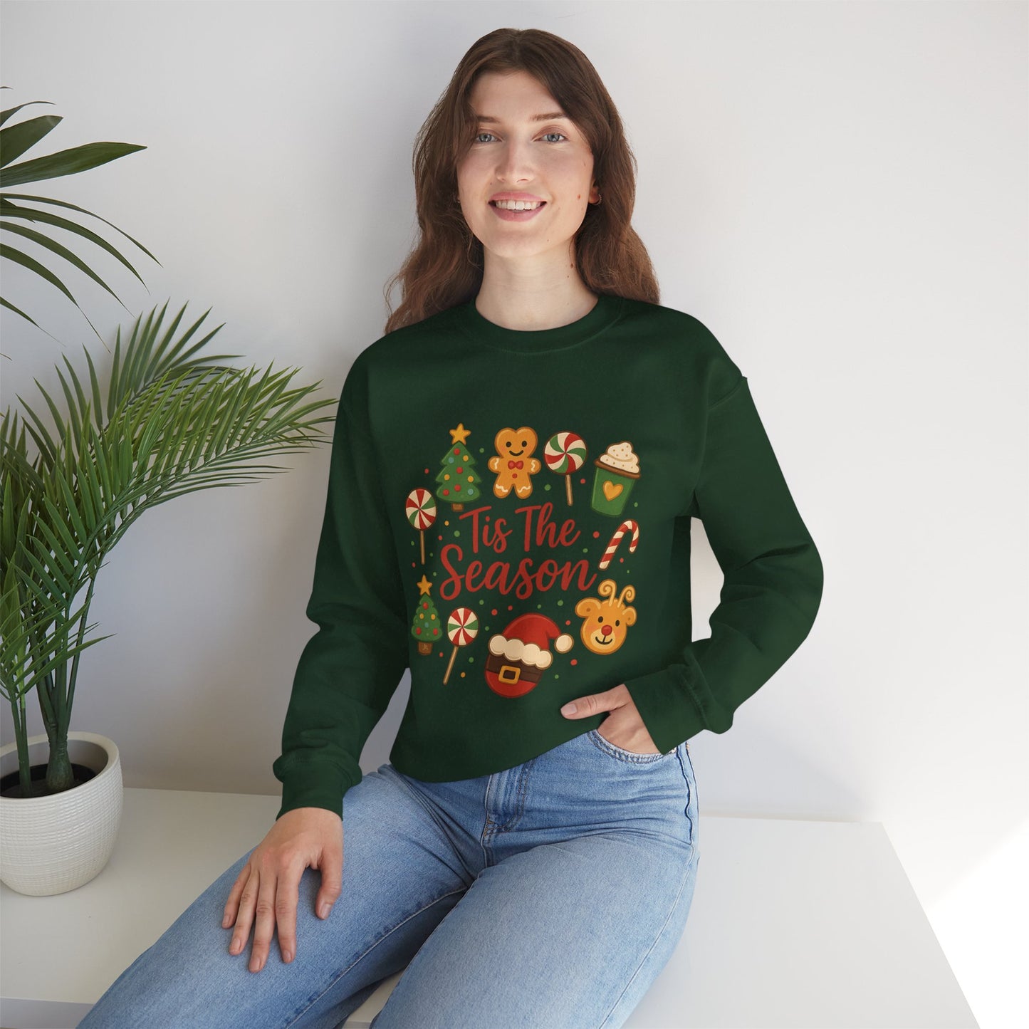 Cute Christmas Cookie & Santa Sweatshirt – ’Tis the Season Holiday Crewneck