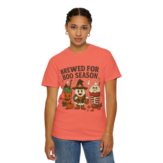Boo Season Brewed Unisex T-Shirt, Halloween Tee, Fall Festivity Apparel, Spooky Gift, Fun Shirt