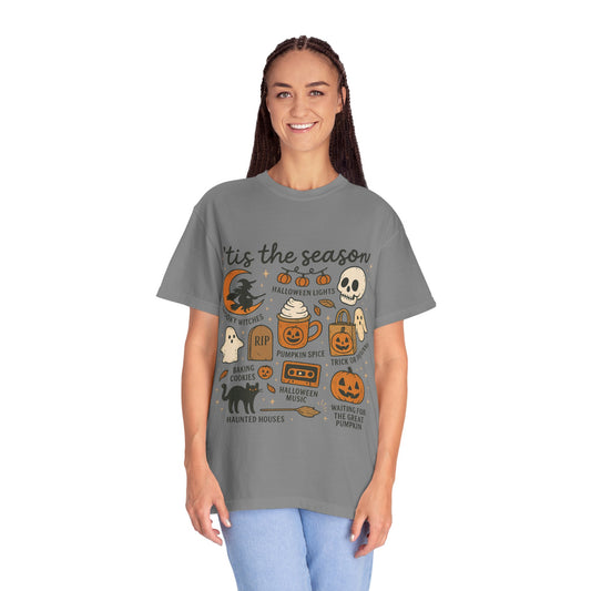 Vintage Halloween Comfort Colors® Shirt, Tis' the Season, Retro Halloween Aesthetic, Women's Halloween Shirt, Pumpkin Witch Graphic Tee