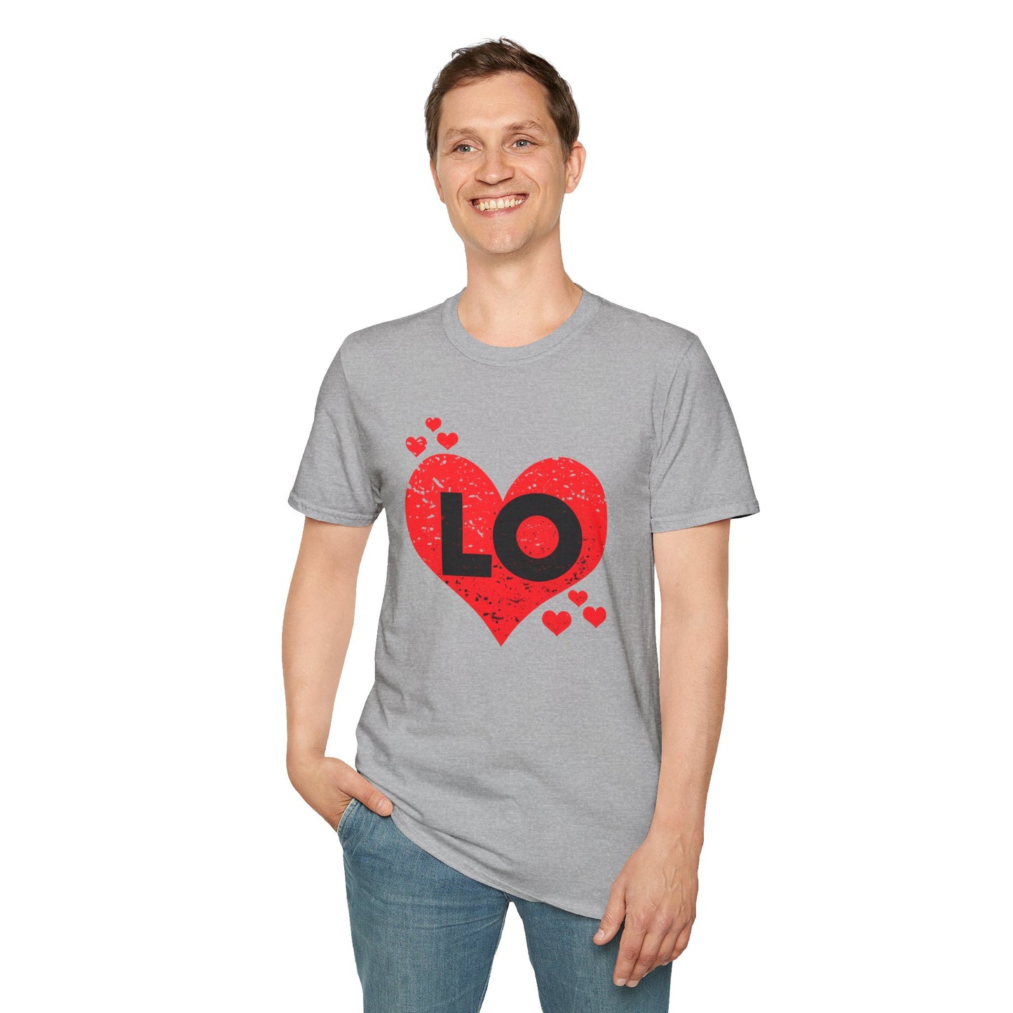 Love Heart T‑Shirt — Red Heart “LO” Graphic Tee for Valentine’s & Couples