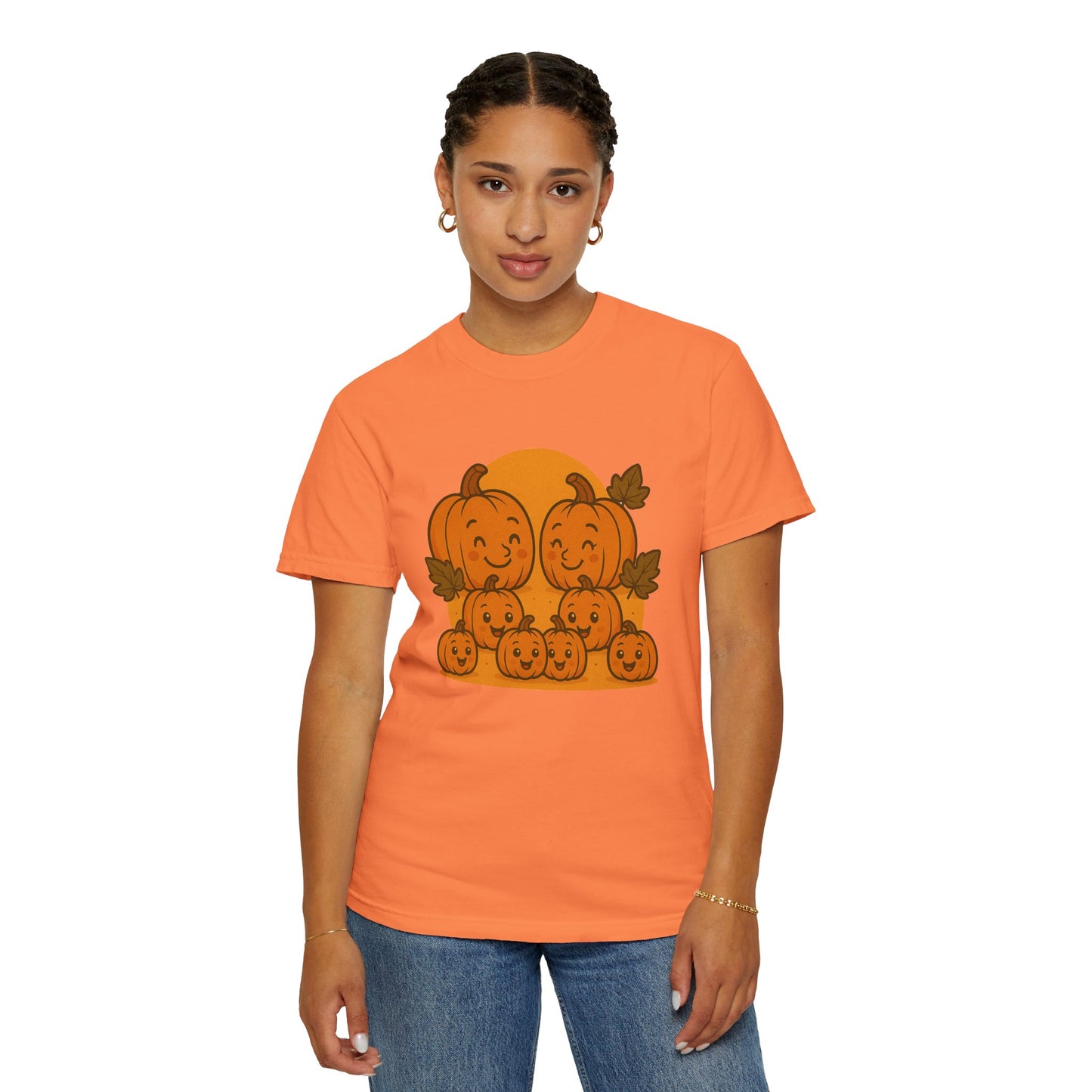 Cute Pumpkin Family T-Shirt with Six Baby Pumpkins – Fall Harvest Graphic Tee, Autumn Thanksgiving Shirt