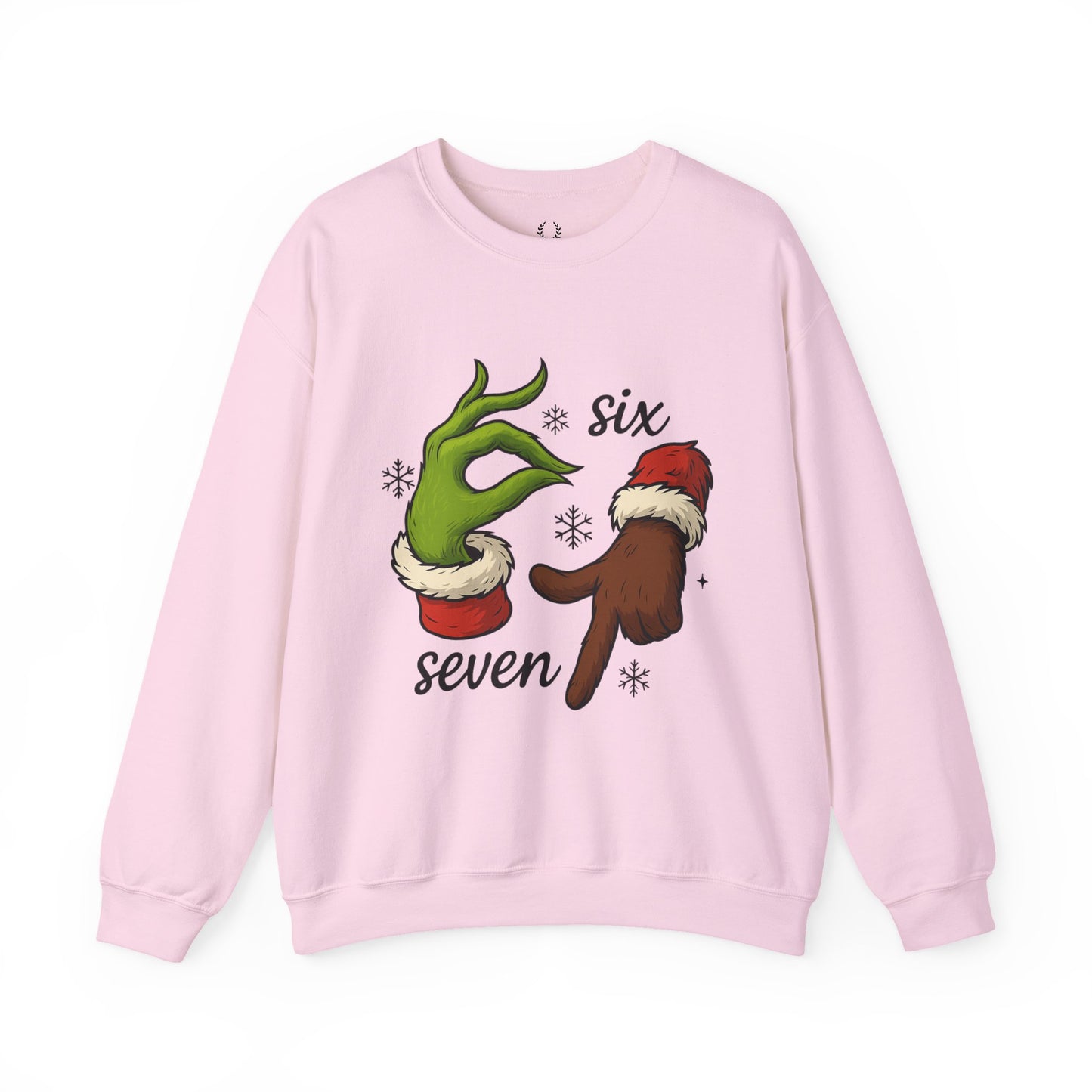 Six Seven Christmas Sweatshirt – Funny Grinch Hand Holiday Crewneck