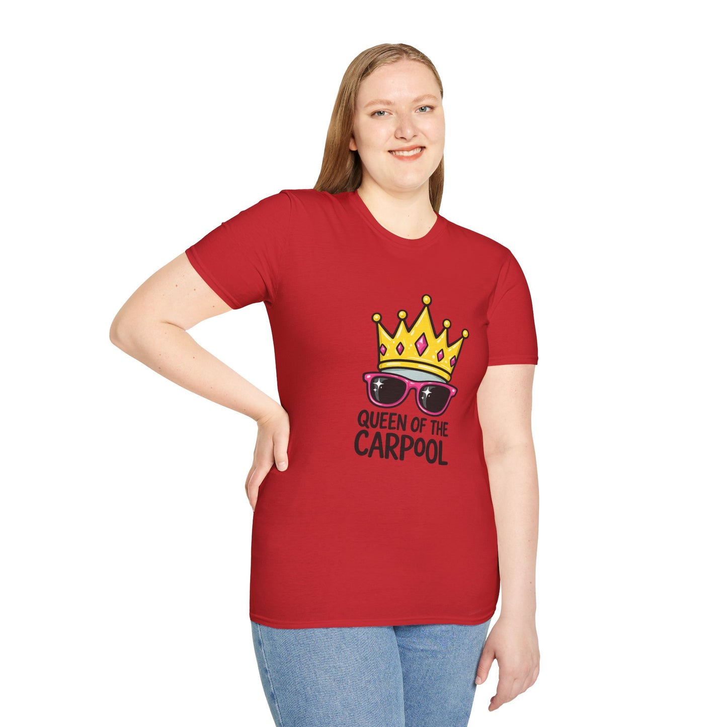 Queen of the Carpool T-Shirt – Funny Mom Crown & Sunglasses Tee