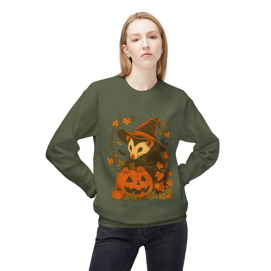 Opossum Halloween Fleece Sweatshirt | Cute Spooky Season Goblincore Sweater