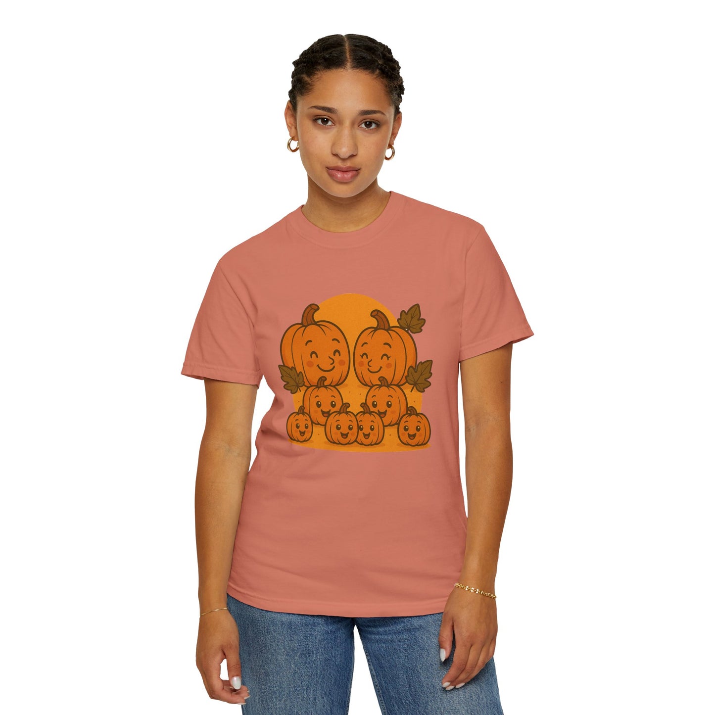 Cute Pumpkin Family T-Shirt with Six Baby Pumpkins – Fall Harvest Graphic Tee, Autumn Thanksgiving Shirt