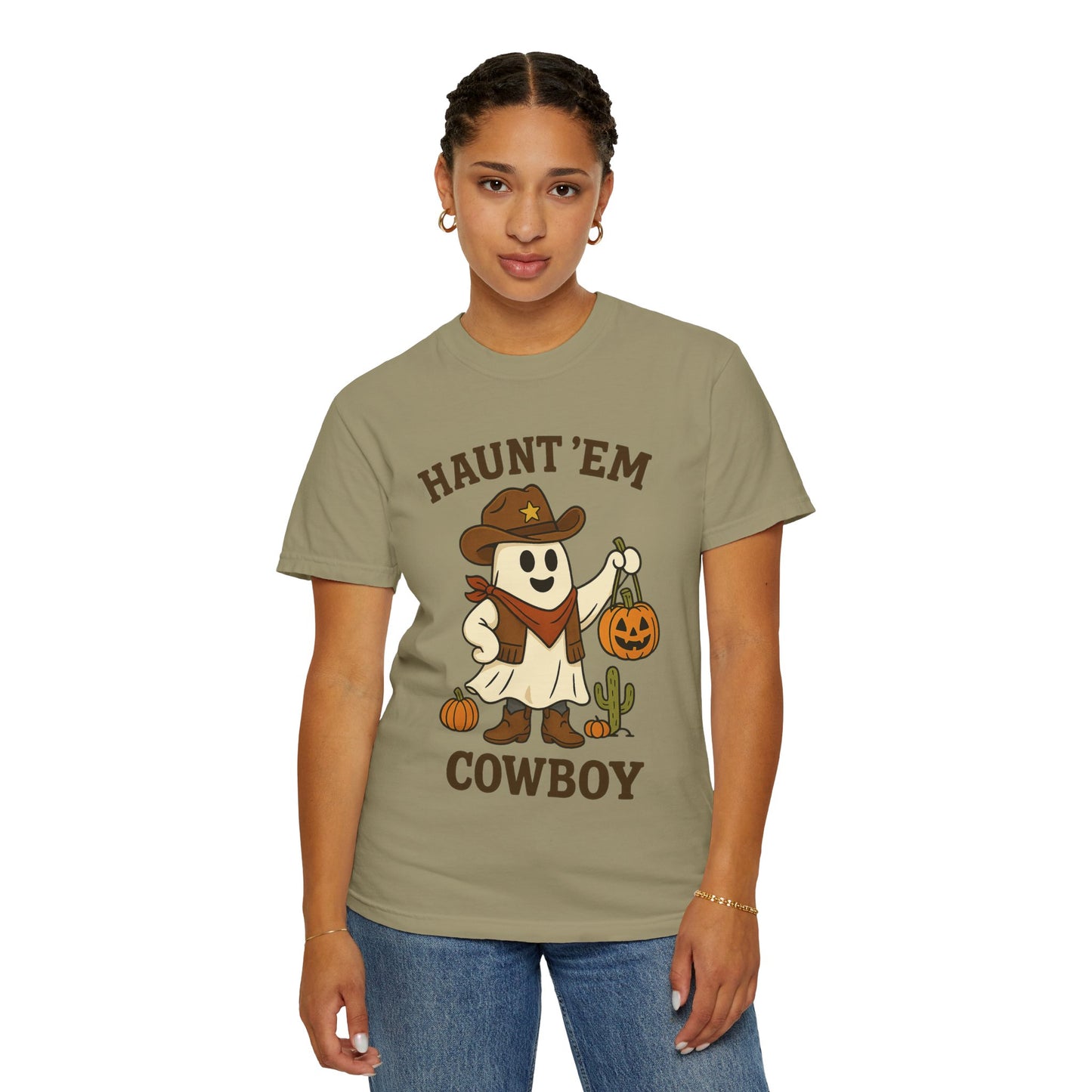 Halloween Cowboy T-Shirt, Unisex Tee, Fall Outfit, Festive Apparel, Pumpkin Costume, Haunt 'Em