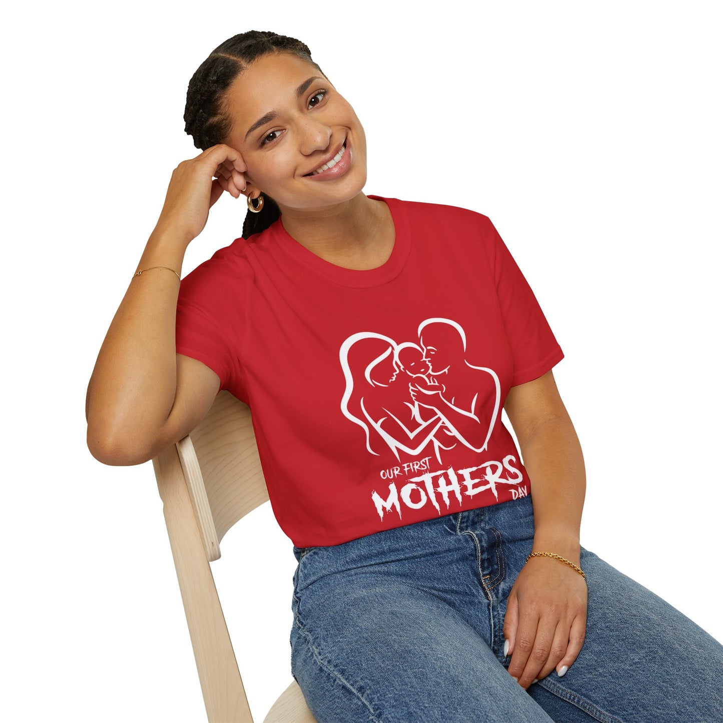 Mother’s Day First Family T-Shirt — “Our First Mothers Day” Baby Celebration Tee