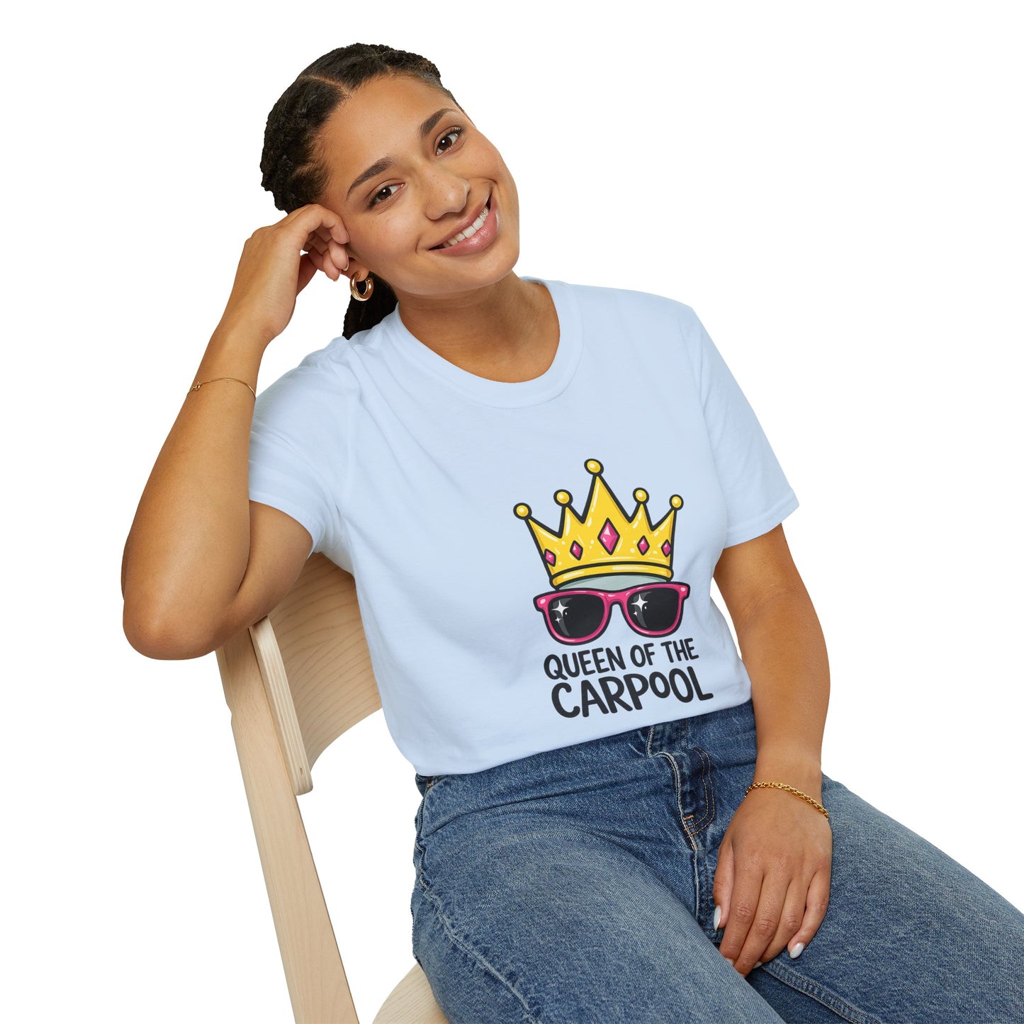 Queen of the Carpool T-Shirt – Funny Mom Crown & Sunglasses Tee