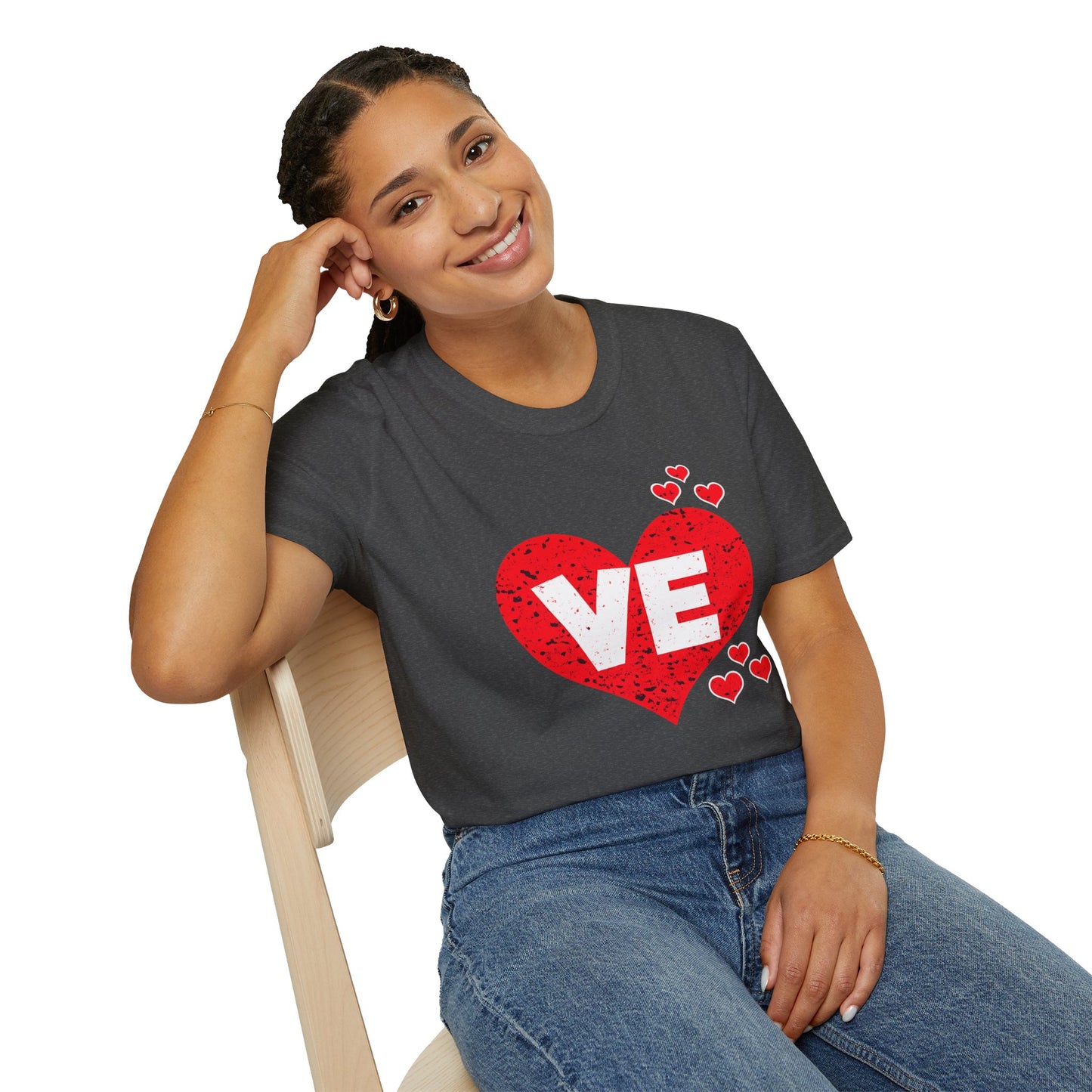 Love Heart T-Shirt — "VE" Red Heart Valentine Tee