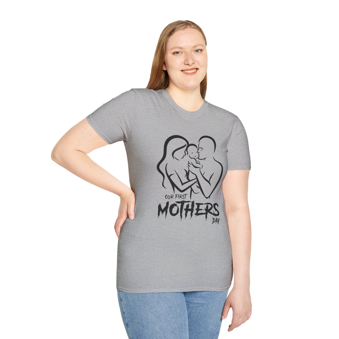 Mother’s Day First Family T-Shirt — “Our First Mothers Day” Baby Celebration Tee