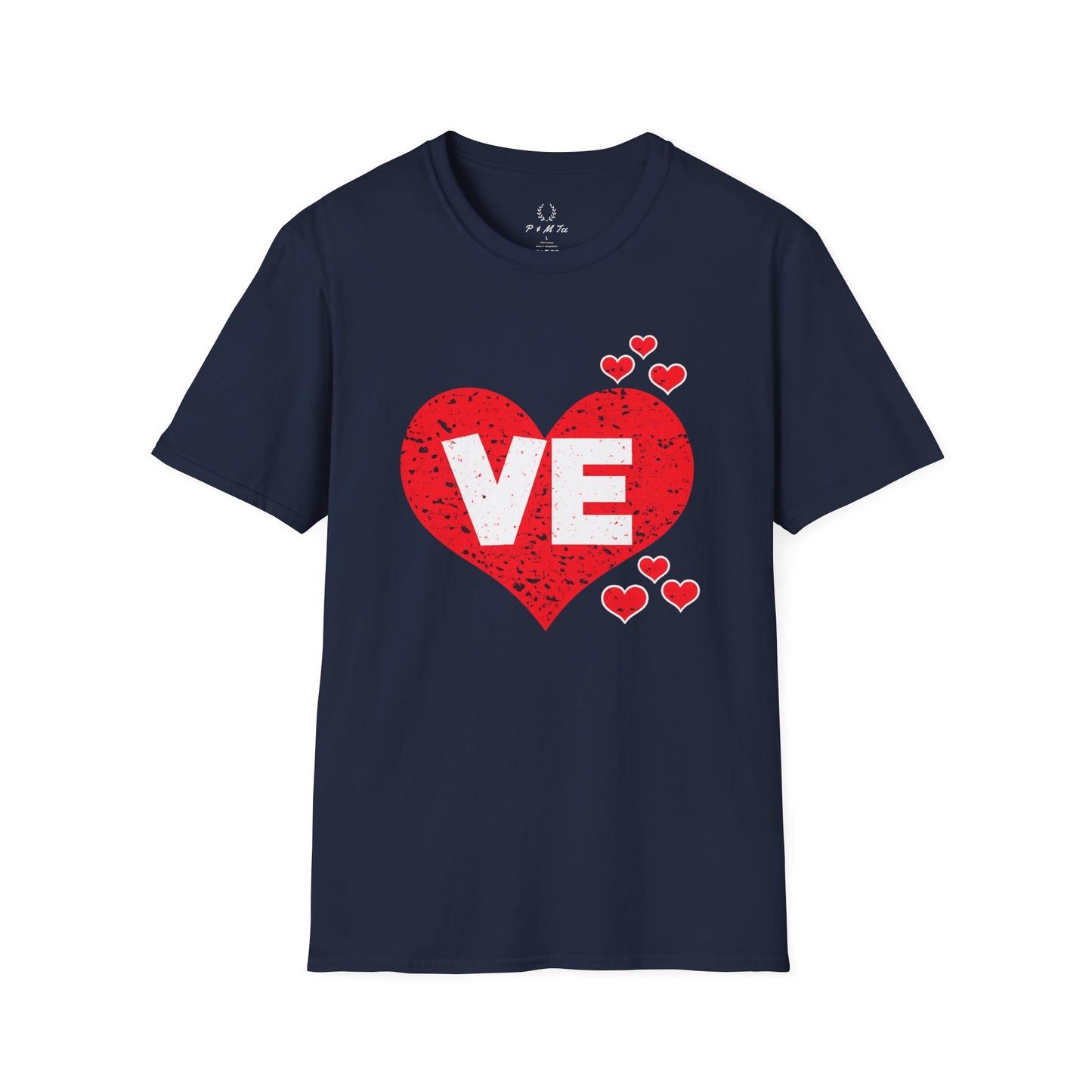 Love Heart T-Shirt — "VE" Red Heart Valentine Tee