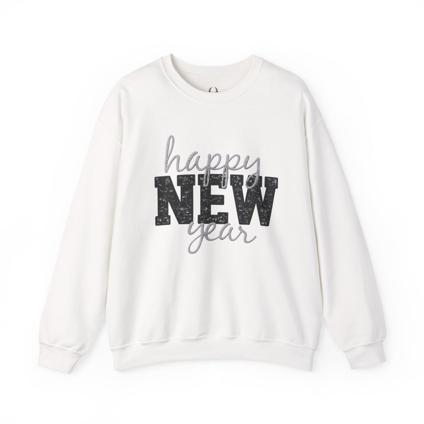 Happy New Year Crewneck Sweatshirt | Festive Glitter Graphic Pullover