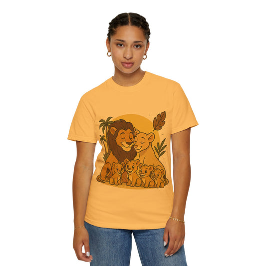 Lion Family T-Shirt – Mom, Dad & 4 Cub | Lion Pride Family Design | Mufasa| Cute Safari Jungle Tee